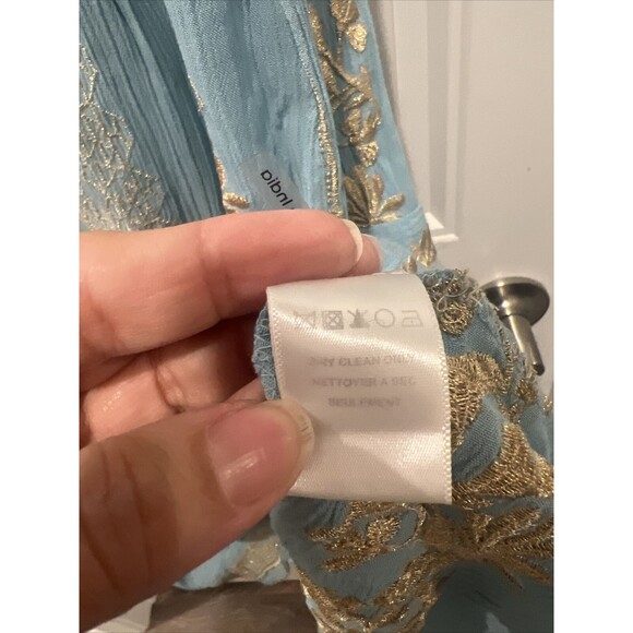 Hale Bob Skirt Boho Small Festival Blue With Gold Metallic Threads Waist 30 - Picture 6 of 9